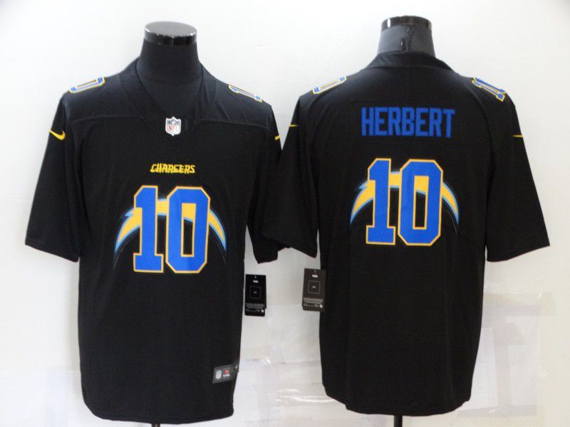 Men Los Angeles Chargers #10 Herbert Black Shadow version Nike 2021 NFL Jersey